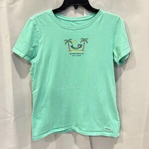 Life is Good Womens Top Medium Green Hilton Head SC Hippie Love Cotton 18936